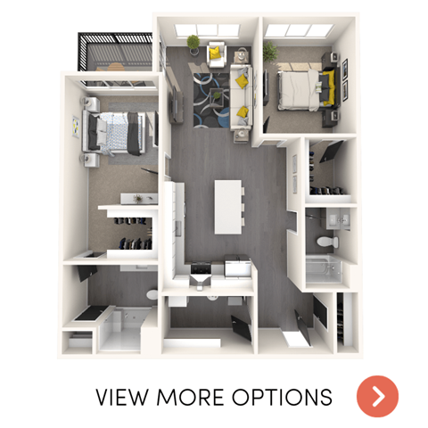 2 bedroom floor plan at The Gem Apartments in Livonia, MI